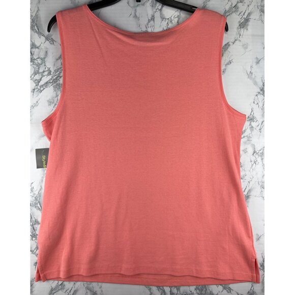 Style & Co. Womens Size XL Boatneck Tank Salmon Rose 100% Cotton - Picture 2 of 9